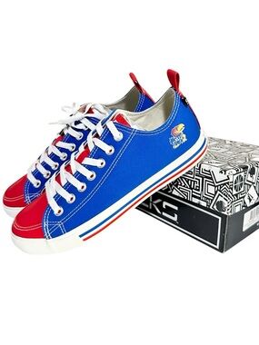 SKICKS University of Kansas Blue, Red and White Low-Top Sneakers W10/M8 - NEW